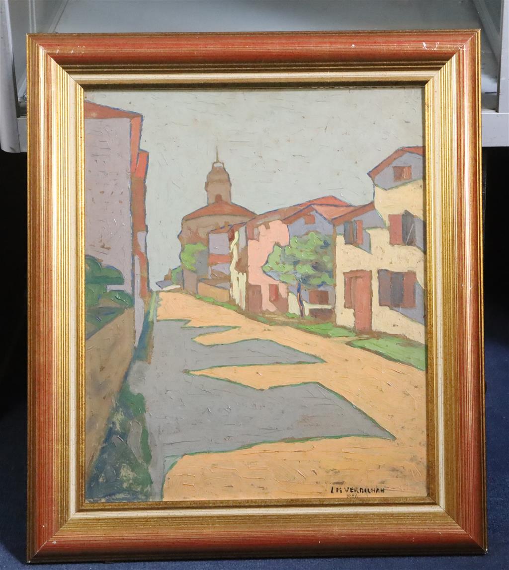 Circle of Louis-Mathieu Verdilhan (1875-1928) Street scene 17.5 x 14.5in.